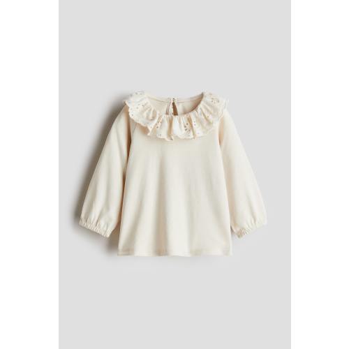 TOP WITH EYELET-EMBROIDERED COLLAR