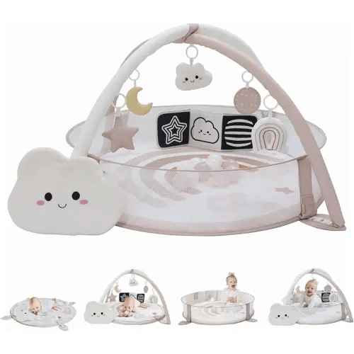 6-in-1 XL Play Mat & Play Gym, Baby Gym, Baby Activity Gym, Sensory Exploration and Motor Skill Development Toys (Blush)