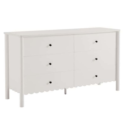 Emmeline Scalloped 6-Drawer Dresser in White