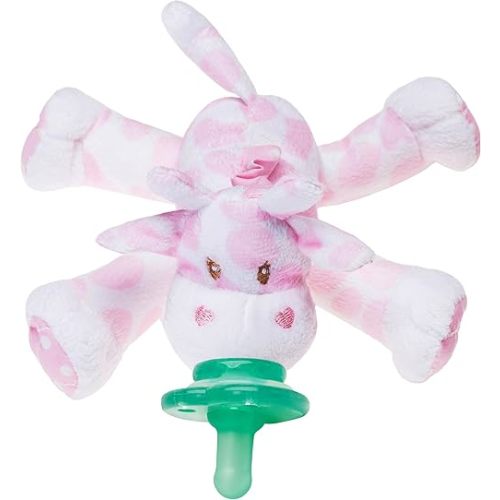 Nookums Paci-Plushies Shakies - Pacifier Holder with Built in Rattle (2 in 1)- Adapts to Name Brand Pacifiers, Suitable for All Ages, Plush Toy Includes Detachable Pacifier (Jaspie The Giraffe)