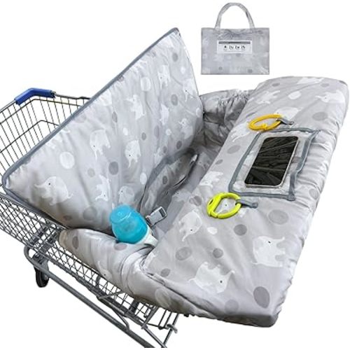 Basumee Shopping Cart Cover for Baby High Chair Covers for Restaurant Seat Grocery Cart Cover for Babies Girl Boy Cart Covers with Storage Pouch Baby Shopping Cart Cover, Gray