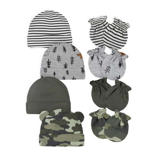 Gerber Baby Boys Caps & Mittens Set, 8-Piece
