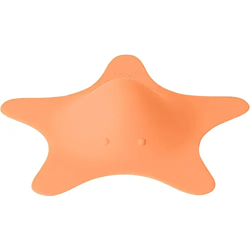 Boon STAR Starfish Shaped Toddler Bath Tub and Sink Drain Cover, Easy to Clean, Orange