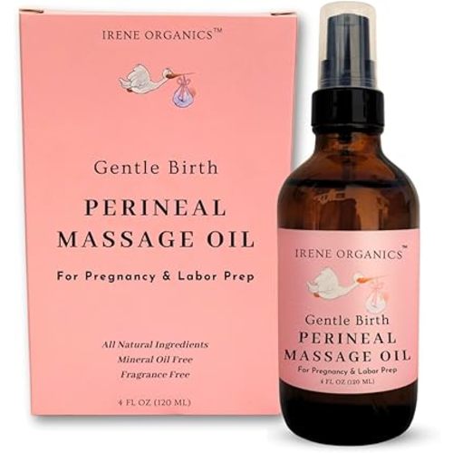 Organic Perineal Massage Oil Spray by Irene Organics for Pregnancy and Postpartum - Prevention for Perineum Tearing, All Natural, Pregnancy Third Trimester Must Haves for Childbirth