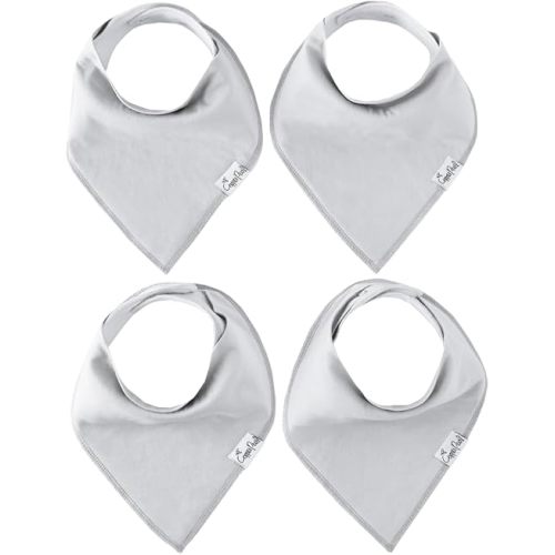 Copper Pearl 4 Pack Soft Cotton Baby Bibs for Drooling and Teething, Absorbent Drool Bibs for Baby Girl and Boy, Adjustable to Fit Newborns to Toddlers (Gray Basics)