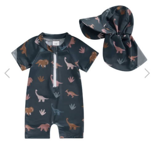 DINOSAUR Swimsuit with Sun Hat - Hazel & Bo