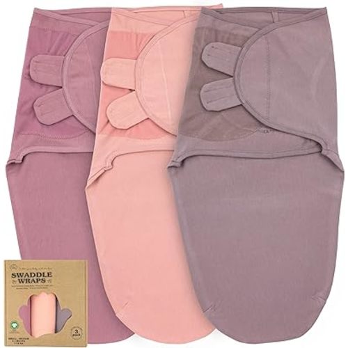 Bublo Baby Newborn Swaddle Sleep Sacks - Infant 0-3 Months, Swaddles for Newborns Baby Girls Boys, 100% Organic Cotton Nursery Swaddling Blankets (3-Pack)