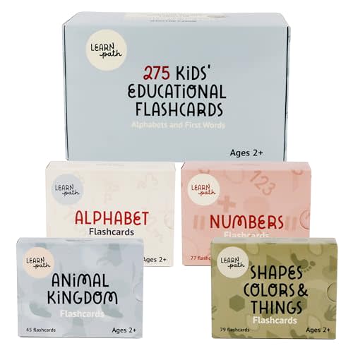 LEARNpath Toddler Flash Cards for Ages 2+ - Real Image 470 Flash Cards for Toddlers 3-5 Years with Illustrations, Alphabet, First Words, Numbers, Colors, Shapes & Math Symbols