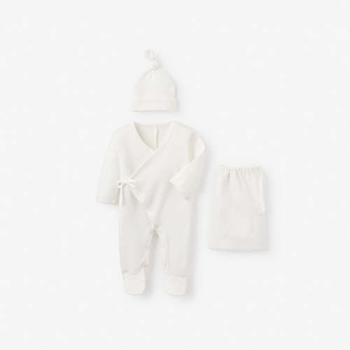 Organic Cotton Pointelle Layette 2 Pc Gift Set WHITE / Preemie