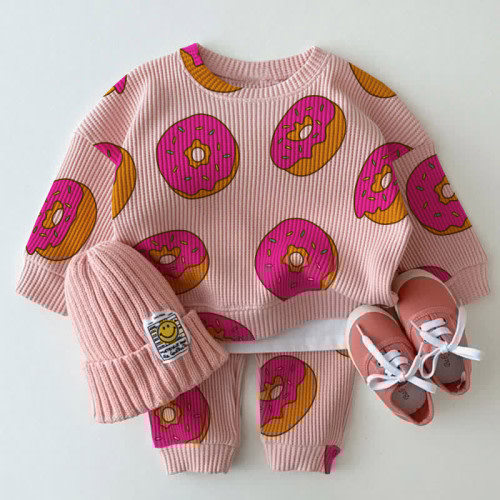 Baby Toddler Donut Pink Waffle 2-piece Set