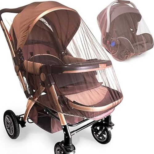 Mosquito Net for Stroller (2 Pack) - Durable Baby Stroller Mosquito Net - Perfect Bug Net for Strollers, Bassinets, Cradles, Playards, Pack N Plays and Portable Mini Crib (Coffee) …