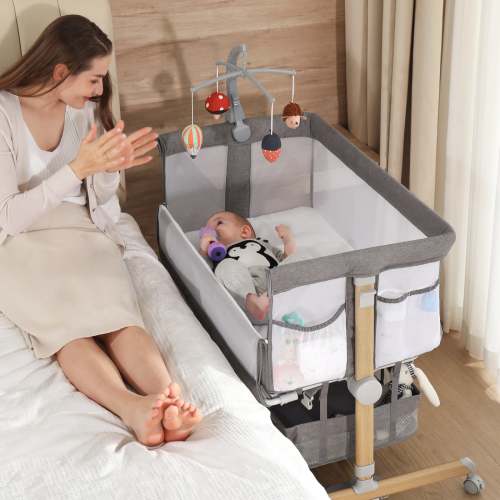Besrey Multifunctional Baby Crib | 3-in-1 Design with Toy Hanger