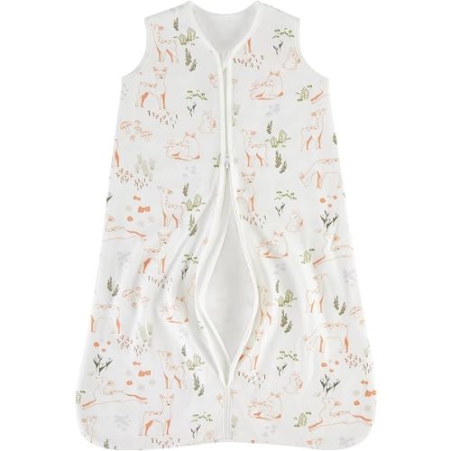 TILLYOU Sleep Sack 6-12 Months -1.5 TOG Baby Wearable Blanket, Soft Cotton 2-Way Zipper Warm Sleeping Sack, Mischievous deer