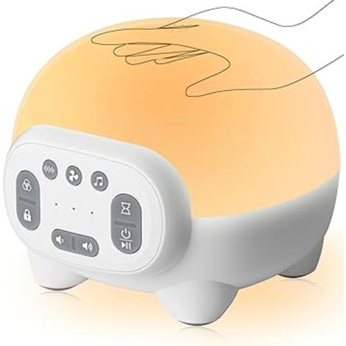 KIOZZIK Sound Machine with 42 Soothing Sounds and 9 Colors Night Light, Touch Control & Dimmable, Timer & Memory Function, White Noise Machine for Baby Kids Adult & Nursery