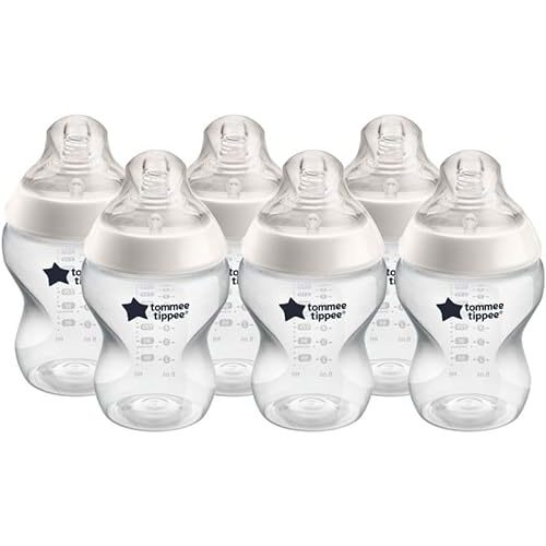 Tommee Tippee Closer to Nature Baby Bottles | Slow Flow Breast-Like Nipple with Anti-Colic Valve (9oz, 6 Count)