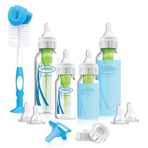 Dr. Brown's Natural Flow Options+ Anti-Colic Baby Bottle Gift Set, Narrow, Glass