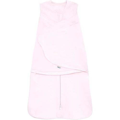 HALO 100% Cotton Sleepsack Swaddle, 3-Way Adjustable Wearable Blanket, TOG 1.5, Soft Pink, Newborn, 0-3 Months
