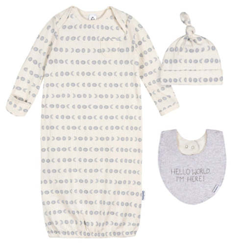 3-Piece Baby Neutral Moons Gown Set