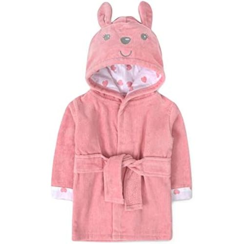 Baby Essentials Unisex Baby Plush Animal Face Bathrobe Hooded with Tie Closure for Newborns and Infants 0-9 Months