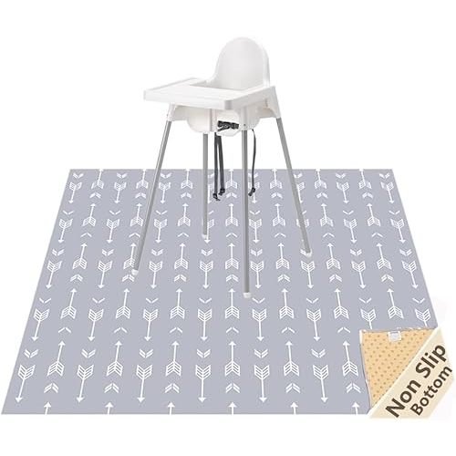 Baby Splash Mat for Under High Chair - Washable Anti-Slip Floor Mat for Arts, Crafts and Play - Portable Waterproof Table Cloth (Arrow, 51")