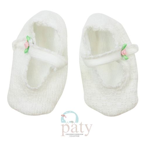 Paty Knit Crib Shoes with Rosettes #157R