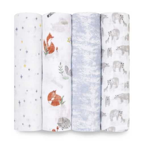 Nature & Animal Print Muslin Swaddle 4pk | aden + anais