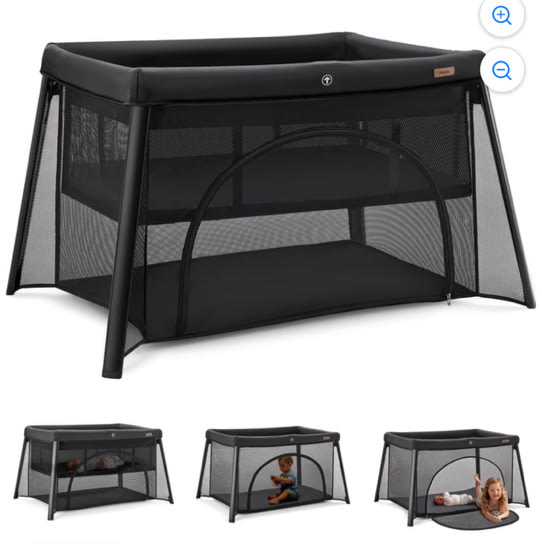 HARPPA Portable Travel Crib, Foldable Playard with Mattress, 11.5 lbs, Black Mesh