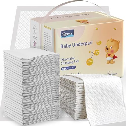 Disposable Changing Pad Liners (50 Pack), Baby Incontinence Diaper UnderPads 18"x 24" Extra Large & Super Soft , Ultra Absorbent & Waterproof - Covers Any Surface for Diaper Changes, White