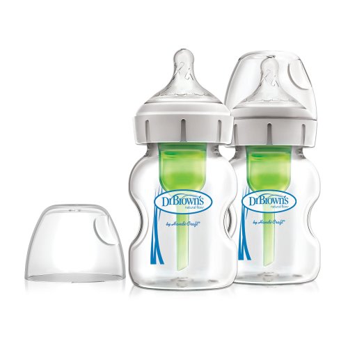 Dr. Brown's Options+ Anti-Colic Wide-Neck 5oz Glass Baby Bottle 2-Pack
