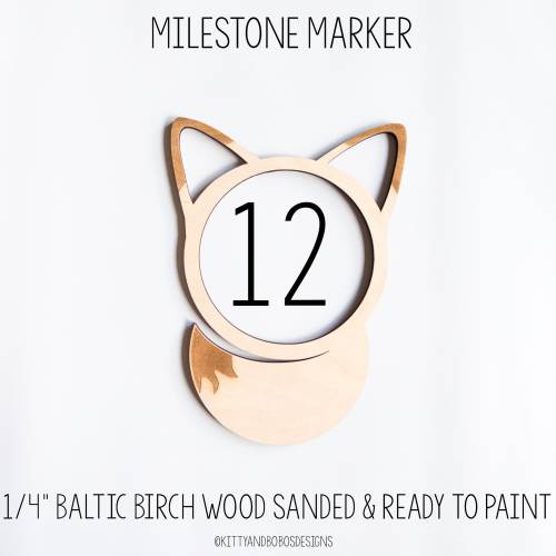 Fox Milestone Marker, Baby Milestone Blanket Marker, Baltic Birch Wood Milestone Marker, Baby Shower Gift, Photo Prop, Woodland Month Marker