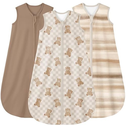 Yoofoss Baby Sleep Sack 0-6 Months Wearable Blanket for Babies 100% Organic Cotton 2-Way Zipper TOG 0.5 Toddler Sleeping Sack 3 Pack, Comfy Lightweight Sleep Sacks