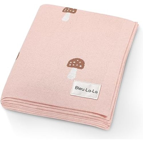 Swaddle Blanket for Girls 100% Cotton Buttery Soft Cozy Receiving Swaddle Crib Stroller Blanket for Shower Gift Registry for Newborns, Infants, Toddlers (Mushroom - Pink)