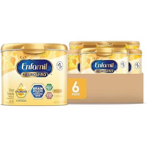 Enfamil NeuroPro Baby Formula, Milk-Based Infant Nutrition, MFGM* 5-Year Benefit, Expert-Recommended Brain-Building Omega-3 DHA, Exclusive HuMO6 Immune Blend, Non-GMO, 124.2 oz