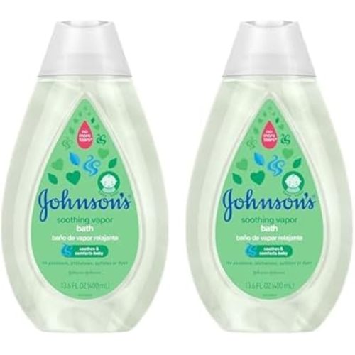Johnson's Baby Vapor Bath with Soothing Aromas to Relax Babies, Tear-Free & Hypoallergenic Liquid Baby Bath Formula, No Parabens, Sulfates, Dyes, or Phthalates, 13.6 fl. oz (Pack of 2)
