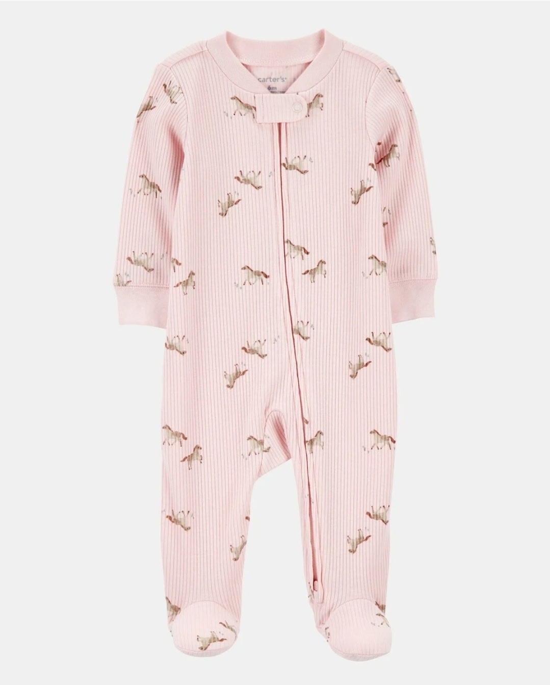 Baby Girl Horse Print 2-Way Zip Ribbed Sleep & Play Pajamas - Pink | Carter's