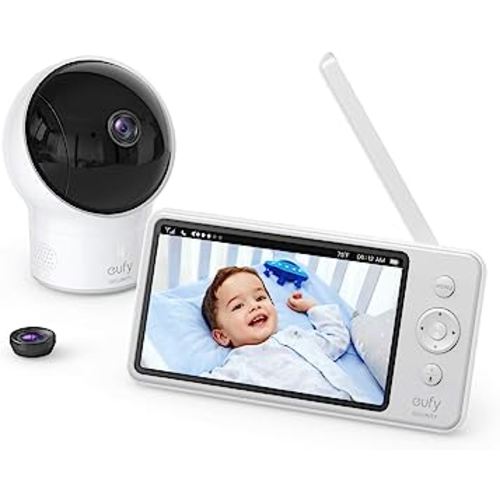 Video Baby Monitor, eufy Baby, Video Baby Monitor with Camera and Audio, 720p HD Resolution, Night Vision, 5" Display, 110° Wide-Angle Lens Included, Lullaby Player, Ideal for New Moms