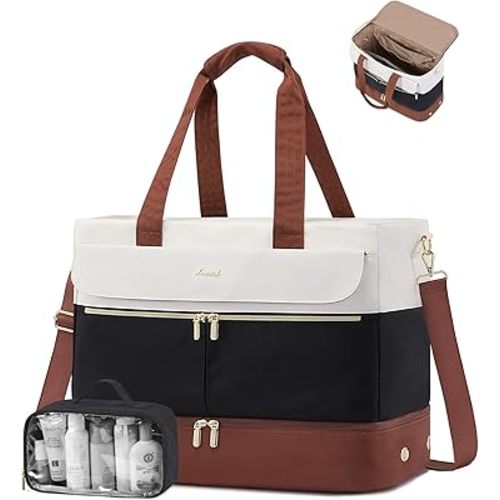 LOVEVOOK Weekender Bags for Women, Wide Open Large Travel Duffle Bag with Shoe Compartment, Carry on Overnight Bags, Hospital Bag for Women Labor Delivery with Wet Pocket