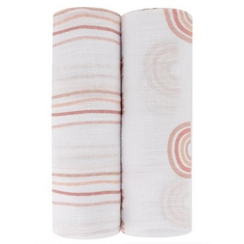 Ely's & Co. Cotton Muslin Swaddle Blanket  2 Pack, Color: Dusty pink
