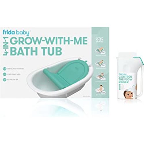 4-in-1 Grow-with-Me Bath Tub & Control The Flow Rinser Cup Bath Time Kit