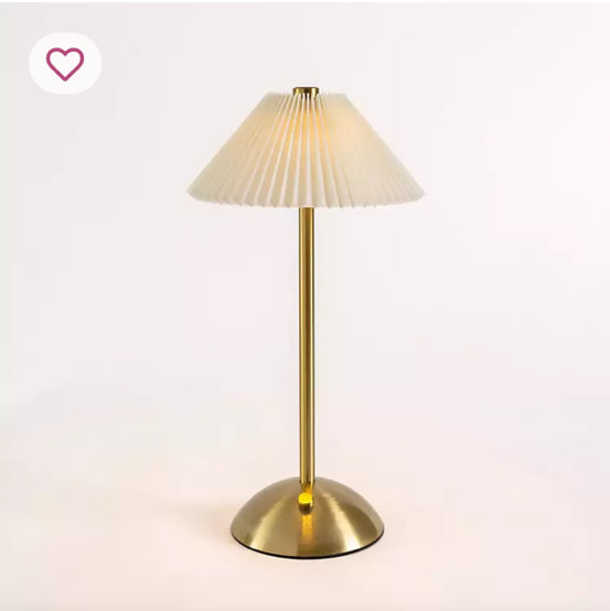 Gold Metal LED Table Lamp with Pleated Shade | Kirklands Home