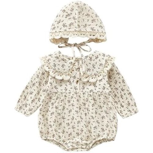 Kids Clothes Spring Autumn Korean Version Girl Floral Wrap Bottom Infant Set Doll Collar Romper Thin + Hat