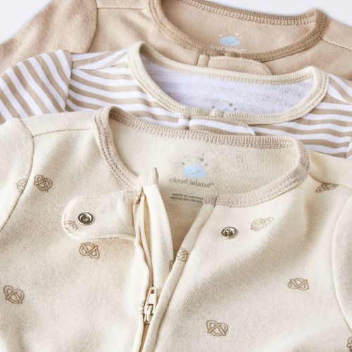 Baby 3pk Pretzels Cotton Sleep N' Play - Cloud Island™ Khaki 3-6m