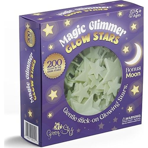 Green Sky Deluxe Glow Stars; Glow in The Dark Stars for Ceiling, Ceiling Stars, Glowing Stars for Ceiling Include Bonus Moon (200 Count)