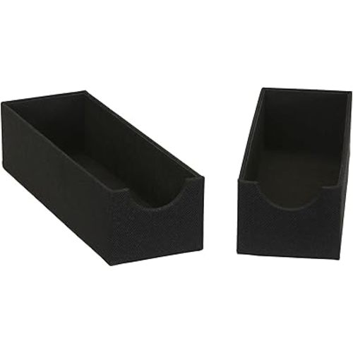 Household Essentials Black Narrow Deep Drawer Organizer Boxes for Storage | 2pc Set