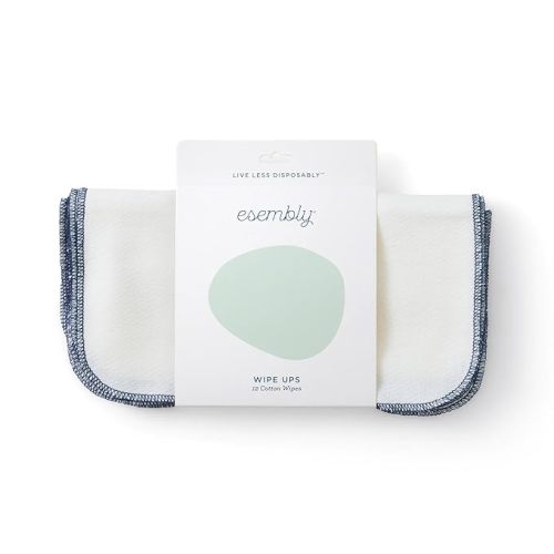 Esembly Wipe Ups, Organic Cotton Reusable Baby Wipes, Soft and Sturdy Washable Cloth Diaper Wipes, One Size, 12-pk - Wipe Ups 12pk
