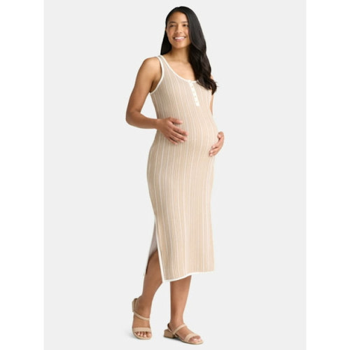 Time and Tru Women's Maternity Henley Tank Maxi Dress
