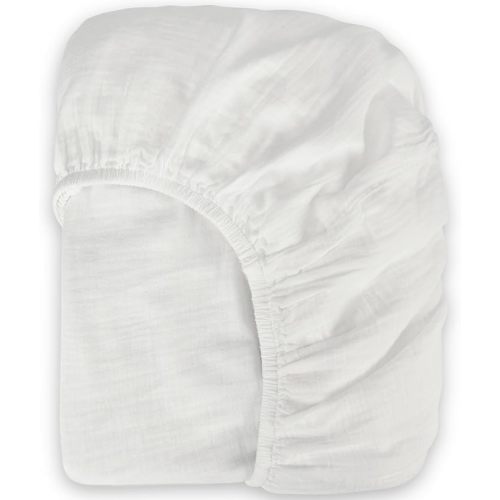 Bioweaves Organic Cotton Muslin Bassinet Sheet, GOTS Certified Extra Soft Fitted Sheet, Universal Fit for Oval Baby Bassinet Mattresses, 33" x 17", 4 Inch Pocket, White, Pack of 2