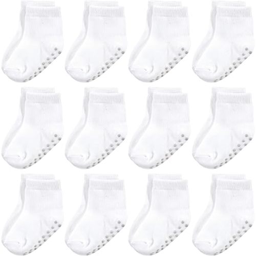 Touched by Nature Baby Girls' Organic Cotton Socks with Non-Skid Gripper for Fall Resistance
