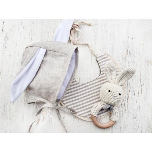 Bunny Bonnet Hat Rabbit Hat With Velvet Bunny Ears Linen Cotton hat for Easter Hat  Bonnet