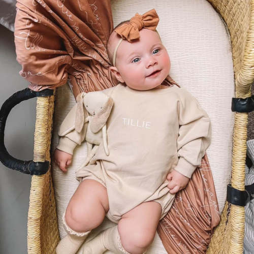Personalized Sweatshirt Bubble Romper | Solid